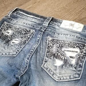Miss Me Women's Signature Boot Jeans Size 29 J3301BR Embellished  pockets